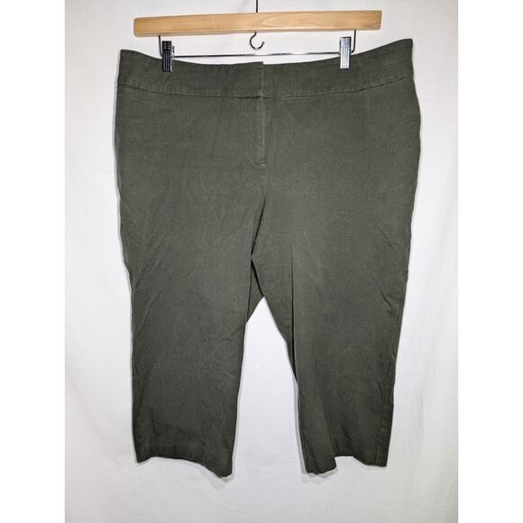 Laura Ashley Womens Plus Size Olive Green Capri Pants Sz 20W Stretch Casual - Picture 1 of 4